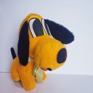 Vtg Vintage Genie Toys Plush Stuffed Yellow Dog Big Eye Pluto
